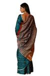 Shop_Geroo Jaipur_Green Modal Silk Bandhani Scatter Saree With Unstitched Blouse Piece