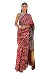 Buy_Geroo Jaipur_Red Modal Silk Scattered Bandhani Pattern Saree With Unstitched Blouse Piece_Online_at_Aza_Fashions