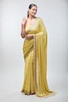 Nakul Sen_Yellow Embroidered Sequins Work Saree With Unstitched Blouse Piece_Online_at_Aza_Fashions