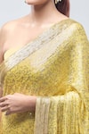 Shop_Nakul Sen_Yellow Embroidered Sequins Work Saree With Unstitched Blouse Piece_Online_at_Aza_Fashions
