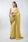 Nakul Sen_Yellow Embroidered Sequins Work Saree With Unstitched Blouse Piece_at_Aza_Fashions