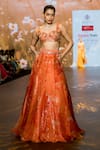 Buy_Awigna_Orange Net Printed Floral Sweetheart Orchid Embroidered Lehenga With Bustier _at_Aza_Fashions