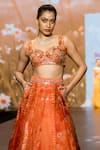 Awigna_Orange Net Printed Floral Sweetheart Orchid Embroidered Lehenga With Bustier _Online_at_Aza_Fashions