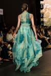 Shop_Awigna_Green Organza Print Bluebell Fantasy Sweetheart Neck Gardenia Gown Pant Set _at_Aza_Fashions