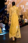 Shop_Awigna_Yellow Organza Embroidery Dahlia Garden Sweetheart Long Jacket Draped Skirt Set _at_Aza_Fashions