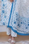 Buy_Kohsh_Blue Cotton Printed Floral V Neck Kurta Pant Set_Online_at_Aza_Fashions