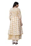 Shop_Kohsh_Yellow Cotton Embroidered Floral Round Pattern Angarkha Anarkali Pant Set 