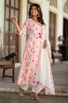 Buy_Kohsh_Pink Cotton Printed Floral V Neck Tie-up Anarkali Pant Set