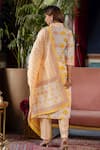 Kohsh_Yellow Cotton Print Spade Fleur V Neck Kurta Pant Set_Online_at_Aza_Fashions