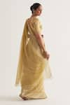 Shop_FIVE POINT FIVE_Yellow Tissue Stripe Sudha Saree With Unstitched Blouse Piece _at_Aza_Fashions