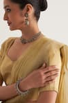 Buy_FIVE POINT FIVE_Yellow Tissue Stripe Sudha Saree With Unstitched Blouse Piece _Online_at_Aza_Fashions