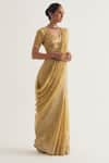 Shop_FIVE POINT FIVE_Yellow Tissue Stripe Sudha Saree With Unstitched Blouse Piece _Online_at_Aza_Fashions