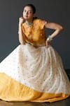 Shop_Shachi Sood_White Lehenga Fine Chanderi And Pure Silk Embroidered Thread Floral With Blouse _Online_at_Aza_Fashions