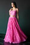 Buy_Shachi Sood_Pink Lehenga And Blouse Chanderi Lace Sweetheart Neck Floral Set _Online_at_Aza_Fashions