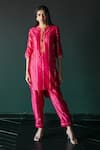 Buy_Shachi Sood_Pink Chanderi Embroidered Sequin Collar Kurta With Pant_at_Aza_Fashions