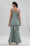 SWATI WADHWANI COUTURE_Green Crepe Print Sequin Scoop Neck Rani Floral Panelled Tunic Pant Set _Online_at_Aza_Fashions