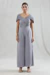 Buy_SWATI WADHWANI COUTURE_Grey Crepe Embroidered Beads Scoop Neck Gala Draped Jumpsuit _Online_at_Aza_Fashions