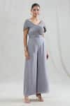 Shop_SWATI WADHWANI COUTURE_Grey Crepe Embroidered Beads Scoop Neck Gala Draped Jumpsuit _Online_at_Aza_Fashions