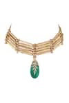 Buy_House Of Tuhina_Green Quartz Stone Embellished Choker Necklace_at_Aza_Fashions