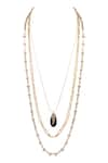 Buy_House Of Tuhina_Black Quartz Stone Embellished Layered Necklace_at_Aza_Fashions