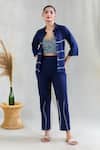 Buy_Banana Labs_Blue 100% Cotton Hand Block Printed Geometric Shirt Collar Striped Pant Set _at_Aza_Fashions