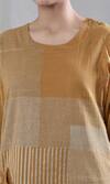 Shop_BANANA labs_Yellow 100% Cotton Hand Block Printed Geometric Round Striped Kurta And Pant Set_at_Aza_Fashions