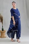 Buy_BANANA labs_Blue 100% Cotton Hand Block Printed Geometric Round Striped Kurta Set 