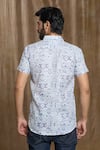 Shop_Arihant Rai Sinha_Grey Cotton Print Geometric Short Sleeve Shirt _at_Aza_Fashions