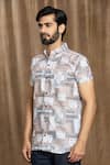 Arihant Rai Sinha_Multi Color Cotton Print Abstract Paisley Shirt _Online_at_Aza_Fashions