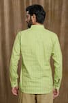 Shop_Arihant Rai Sinha_Green Cotton Print Stripe Pattern Shirt _at_Aza_Fashions