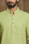 Arihant Rai Sinha_Green Cotton Print Stripe Pattern Shirt _at_Aza_Fashions