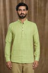 Buy_Arihant Rai Sinha_Green Cotton Print Stripe Pattern Shirt 