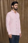 Arihant Rai Sinha_Pink Cotton Print Stripe Shirt_Online_at_Aza_Fashions