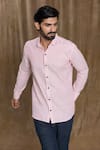 Buy_Arihant Rai Sinha_Pink Cotton Print Stripe Shirt_Online_at_Aza_Fashions