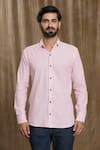 Buy_Arihant Rai Sinha_Pink Cotton Print Stripe Shirt
