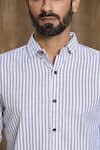 Arihant Rai Sinha_Grey Cotton Print Stripe Full Sleeve Shirt _at_Aza_Fashions