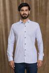 Buy_Arihant Rai Sinha_Grey Cotton Print Stripe Full Sleeve Shirt 