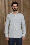 Shop_Arihant Rai Sinha_Grey Cotton Print Stripe Vertical Shirt _Online_at_Aza_Fashions