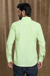 Shop_Arihant Rai Sinha_Green Cotton Print Stripe Faded Shirt _at_Aza_Fashions