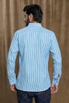 Shop_Arihant Rai Sinha_Blue Cotton Print Stripe Full Sleeve Shirt _at_Aza_Fashions