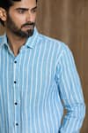 Shop_Arihant Rai Sinha_Blue Cotton Print Stripe Full Sleeve Shirt _Online_at_Aza_Fashions