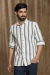 Buy_Arihant Rai Sinha_Multi Color Cotton Print Stripe Broad Shirt _Online_at_Aza_Fashions