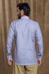 Shop_Arihant Rai Sinha_Blue Cotton Print Quatrefoil Shirt _at_Aza_Fashions