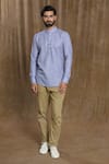 Buy_Arihant Rai Sinha_Blue Cotton Print Quatrefoil Shirt 