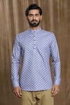 Shop_Arihant Rai Sinha_Blue Cotton Print Quatrefoil Shirt 