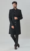 Buy Arihant Rai Sinha Black Cotton Cut Work, Stones Hand Embroidered Sherwani And Pant Set at Aza Fashions Buy_Arihant Rai Sinha_Black Cotton Cut Work, Stones Hand Embroidered Sherwani And Pant Set_at_Aza_Fashions