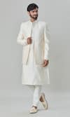 Buy_Arihant Rai Sinha_Off White Jacket And Kurta Silk Blend Hand Embroidered Mirror Set _at_Aza_Fashions