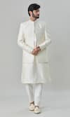 Buy_Arihant Rai Sinha_Off White Jacket And Kurta Silk Blend Hand Embroidered Mirror Set _Online_at_Aza_Fashions