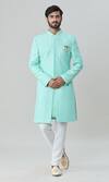 Buy_Arihant Rai Sinha_Green , Cotton, Satin Embroidery, Sequins Sherwani Churidar Set_at_Aza_Fashions