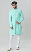 Buy_Arihant Rai Sinha_Green , Cotton, Satin Embroidery, Sequins Sherwani Churidar Set_Online_at_Aza_Fashions